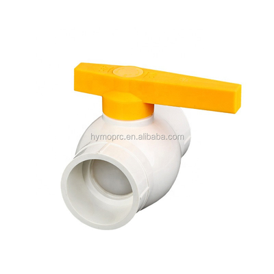 Servicio de procesamiento de moldeado de válvula de bolas de PVC de 1/2 pulgadas con mango amarillo