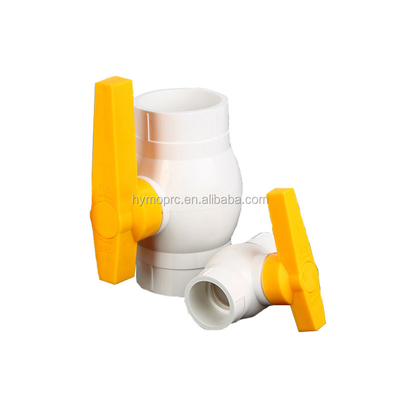 Servicio de procesamiento de moldeado de válvula de bolas de PVC de 1/2 pulgadas con mango amarillo