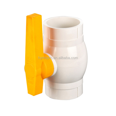 Servicio de procesamiento de moldeado de válvula de bolas de PVC de 1/2 pulgadas con mango amarillo