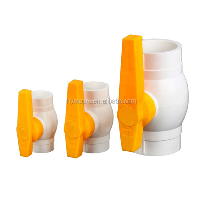 Servicio de procesamiento de moldeado de válvula de bolas de PVC de 1/2 pulgadas con mango amarillo