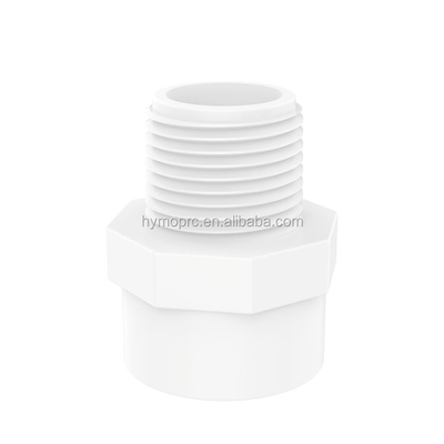 Estándar de espesor fabrica color blanco Sch40 UPVC PVC tubo de ajuste adaptador masculino