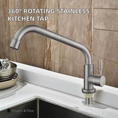 Clasico estilo de la cocina del grifo de cubierta montado con 360 grados de rotación y acero inoxidable