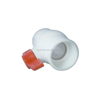 Válvula de bolas de PVC blanco estándar ASTM DIN en todos los tamaños con tamaño de 1,5 pulgadas y mango rojo