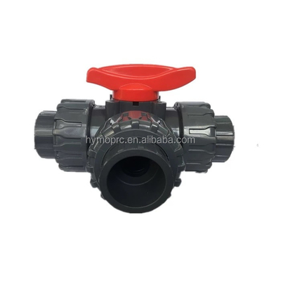 Fabricación de tuberías de plástico 2 pulgadas 3 vías válvula de bolas de PVC con presión de extremo del enchufe 1.0MPA