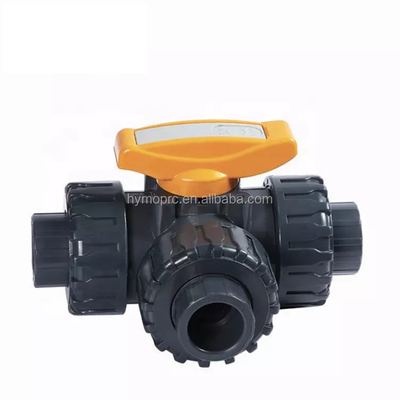 Fabricación de tuberías de plástico 2 pulgadas 3 vías válvula de bolas de PVC con presión de extremo del enchufe 1.0MPA