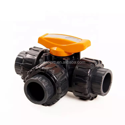 Fabricación de tuberías de plástico 2 pulgadas 3 vías válvula de bolas de PVC con presión de extremo del enchufe 1.0MPA