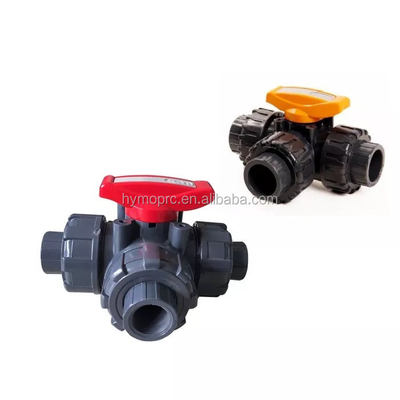 Fabricación de tuberías de plástico 2 pulgadas 3 vías válvula de bolas de PVC con presión de extremo del enchufe 1.0MPA