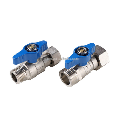 Válvula de bola miniada de acero inoxidable ASTM/DIN estándar PEX con chapa de níquel para tuberías de gas de cobre