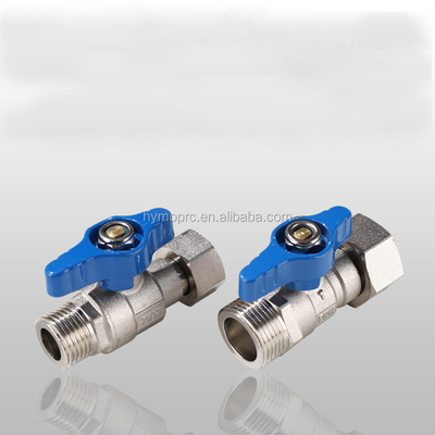 Válvula de bola miniada de acero inoxidable ASTM/DIN estándar PEX con chapa de níquel para tuberías de gas de cobre