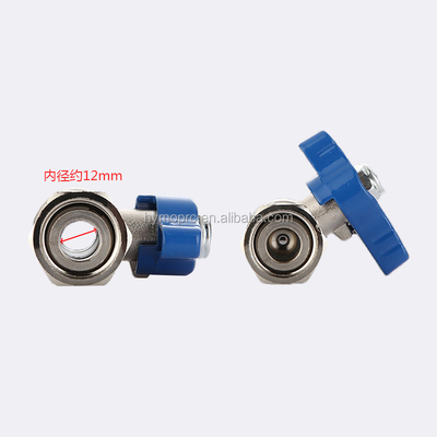 Válvula de bola miniada de acero inoxidable ASTM/DIN estándar PEX con chapa de níquel para tuberías de gas de cobre
