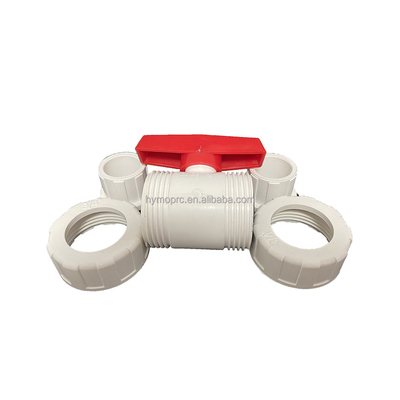 1/2&quot;-8&quot; PVC True Union Ball Valve Long Handle Color blanco para la conexión de enchufe / hilo