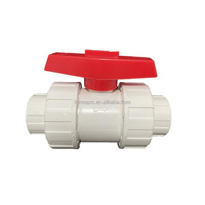 1/2&quot;-8&quot; PVC True Union Ball Valve Long Handle Color blanco para la conexión de enchufe / hilo